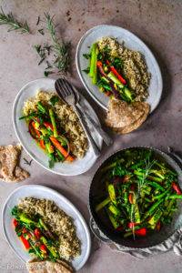 Rosemary scented crunchy green bean, pepper and celery sticks in a turmeric, cumin and fenugreek curry; Vegan Green Bean Pepper Curry recipe. Edward Daniel ©.