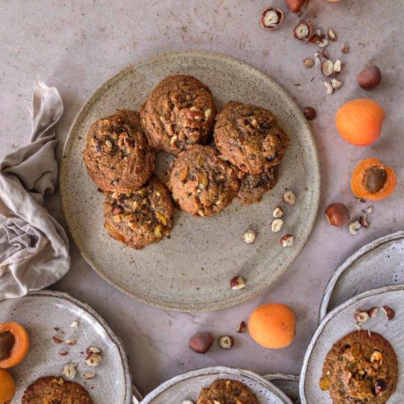 Apricot and Hazelnut Cookies Moist squidgy creamy vegan gluten-free Apricot and toasted Hazelnut Cookies recipe; with blackstrap molasses, muscovado sugar, almonds, millet and oats. Edward Daniel ©.