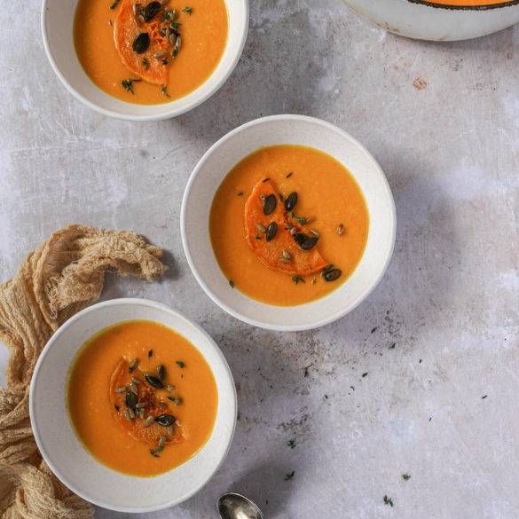 Mango Butternut Soup Exotic tart citrus mango with sweet nutty baked butternut squash in vegetable stock; Vegan Mango Butternut Soup recipe. Edward Daniel ©.