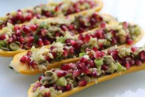 Caption of Raw Pomegranate Dill Stuffed Zucchini. Image by Edward Daniel (c).