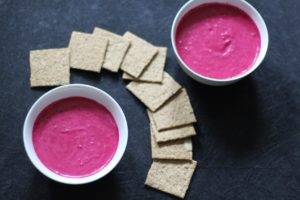 Caption of Roasted Sesame Beetroot Dip. Image by Edward Daniel (c).