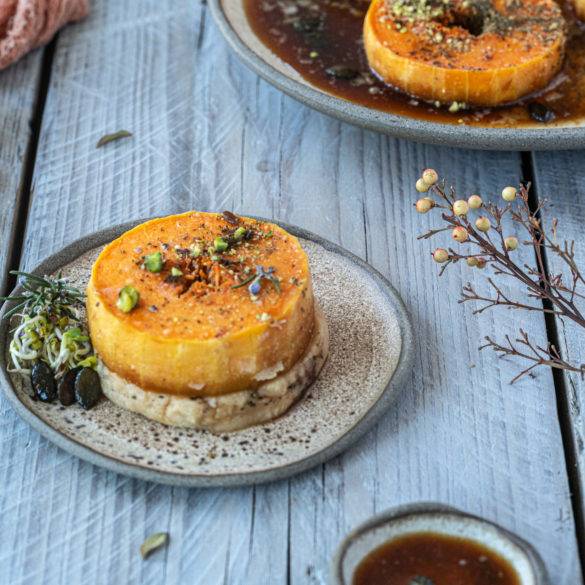 Caption of Marinaded Barley Malt Butternut Squash Medallions. Image by Edward Daniel (c).