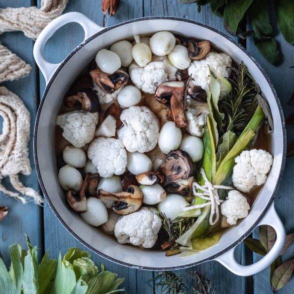 Caption of Cauliflower Bourguignon. Image by Edward Daniel