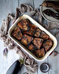 Caption of Raw Marinaded Aubergine with Poppy Seeds. Image by Edward Daniel (c).