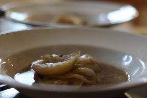 Caption of Slow-cooked Onion, Garlic and Rosemary Soup. Image by Edward Daniel (c).