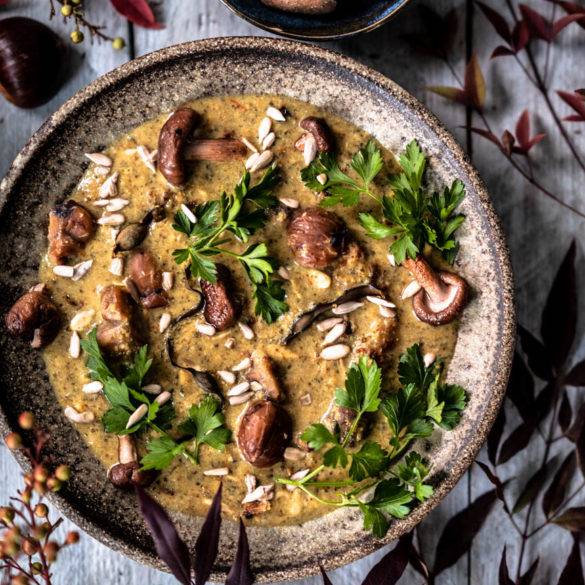 Caption of Chestnut Seaweed Shiitake Broth. Image by Edward Daniel (c).