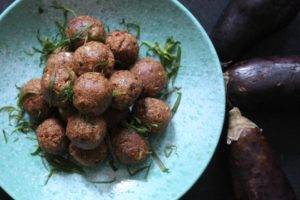 Caption of Polpette di Melonzone - Sicilian Aubergine Balls. Image by Edward Daniel (c).