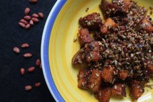 Caption of Sautéed Peanut Roasted Sweet Potatoes. Image by Edward Daniel (c).