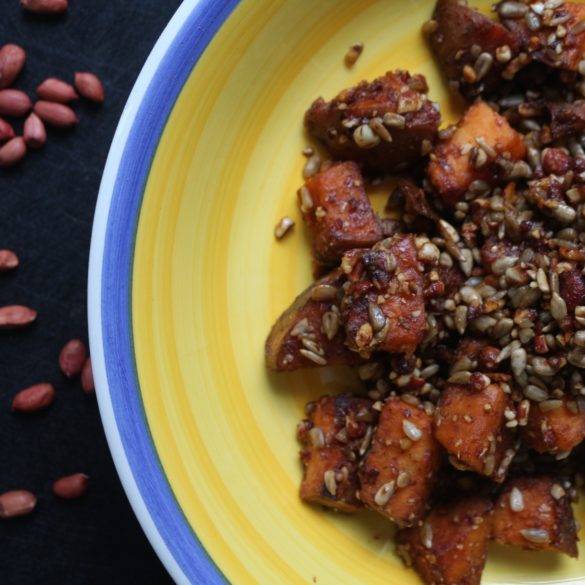 Caption of Sautéed Peanut Roasted Sweet Potatoes. Image by Edward Daniel (c).