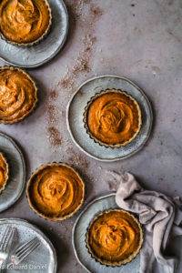 Vegan gluten-free Pumpkin Pie recipe; spiced with liquorice-like Star Anise, sweet cinnamon, peppery allspice and woody cloves with an amaranth pastry. Edward Daniel ©.
