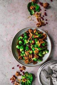 Braised Brussels Sprouts with Walnuts and Pomegranate recipe.