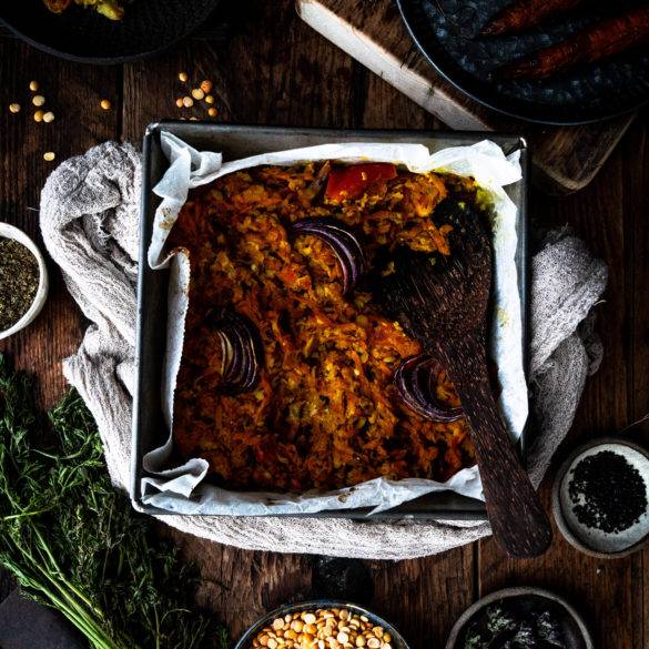 Caption of Carrot and Lentil Bake. image by Edward Daniel (c).