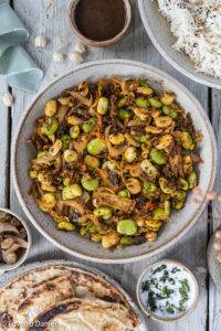 Shelled Dry Broad Bean Curry flavoured with curry leaves, mustard and cumin seeds, fresh ginger and lime juice.