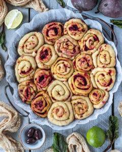 Caption of Beetroot and Olive Strudel. Image by Edward Daniel (c).