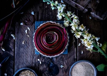 Rhubarb Tart Flatlay Caption of Rhubarb Tart. Image by Edward Daniel (c).