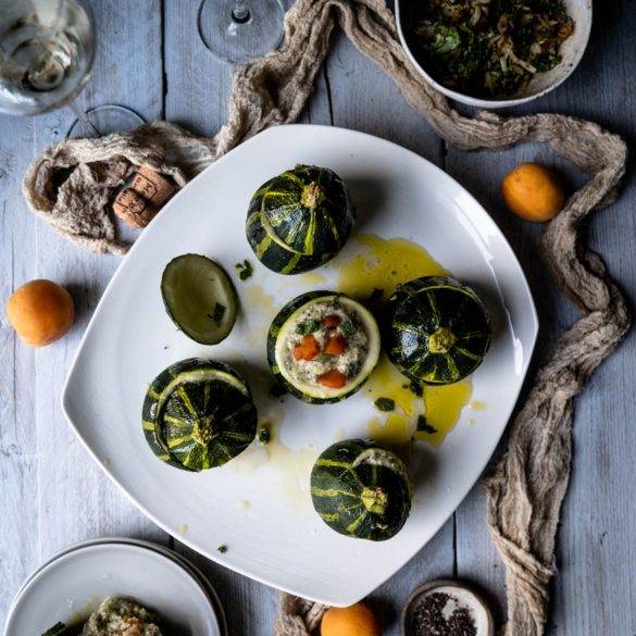 Caption of Stuffed Courgettes with Apricots and Chia Seeds. Image by Edward Daniel (c).