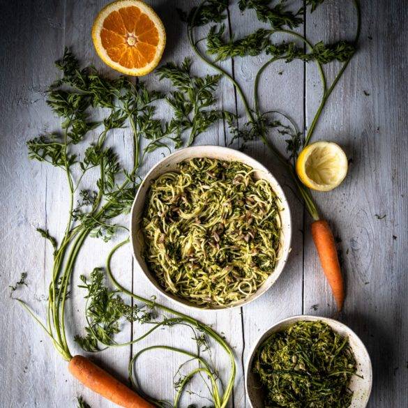 Caption of Carrot Top Pesto; Image by Edward Daniel (c).