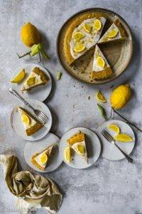 Pillowy moist citrus Vegan gluten-free Lemon Cake; with aniseed Star Anise, nutty almonds, polenta, millet and lemon juice and zest. Edward Daniel ©.