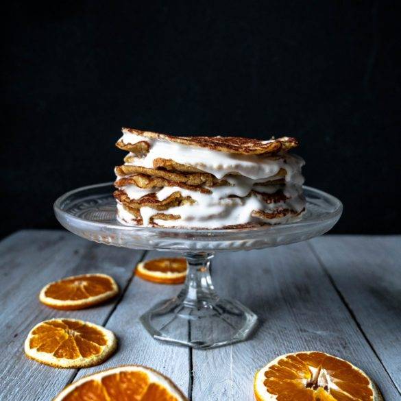 Caption of Orange Cream Sourdough Pancakes. Image by Edward Daniel (c).