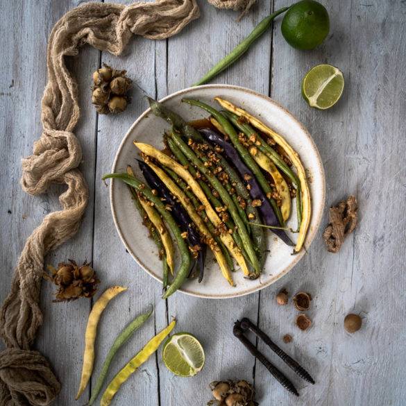 Caption of Roasted Runner Beans with Cob Nuts