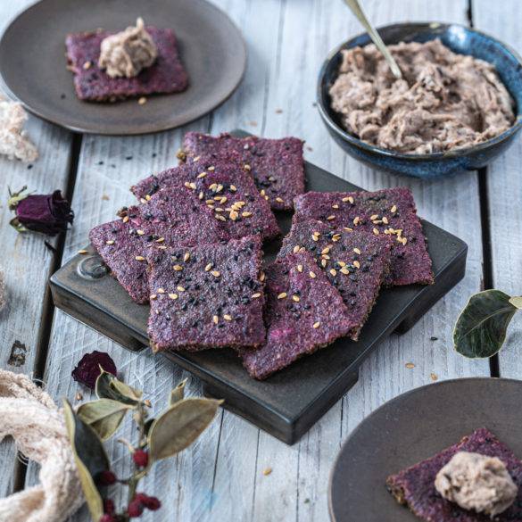 Caption of Beetroot and Sumac Raw Crackers. Image by Edward Daniel (c).