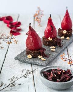 Caption of Hibiscus Poached Pears. Image by Edward Daniel (c).