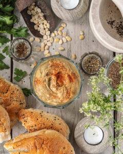 Sweet earthy fava beans with a hint of cumin and paprika and a dash of lemon juice to make Bissara, fava bean dip.