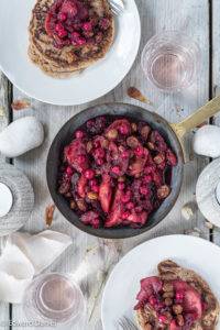 Boozy Stewed Redcurrants Sultanas and Apples is vegan and paleo. Image by Edward Daniel (c).