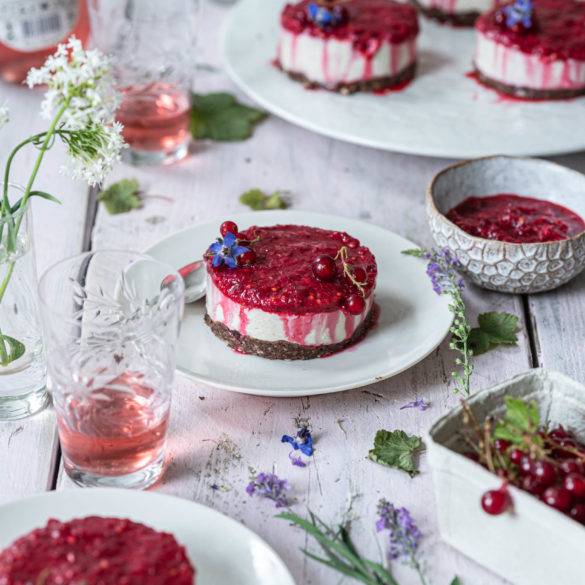 Redcurrant Cheesecake is vegan, raw, gluten-free and paleo. Image by Edward Daniel (c).