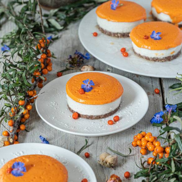 Sea Buckthorn Cheesecake is vegan, raw, paleo and gluten-free. Image by Edward Daniel (c).