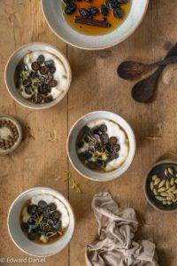 Vegan Poached Black Walnuts recipe, Greek/Cypriot cuisine, with a hint of zesty cardamon, peppery allspice, woody cinnamon and citrus caramelised sugar. Edward Daniel ©.