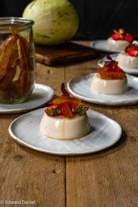 Homespun understated sweet fragrant flavourful Candied Melon Peel slices slowly steeped in caramelised syrup. Edward Daniel ©.