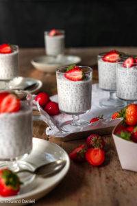 Succulent tangy strawberry with peppery basil seeds sweetened with maple syrup and citrusy lemon; Strawberry Basil Pudding. Edward Daniel ©.