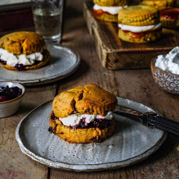 Plump golden orange sultanas wrapped in cushiony moist flaky buttery millet, oat and rice Scones perfect with jam. Edward Daniel ©.