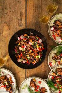 Spicy fragrant succulent Vegan Jerk Chicken with thyme, rosemary, allspice, cinnamon, nutmeg, cloves and citrus lime. Edward Daniel ©.